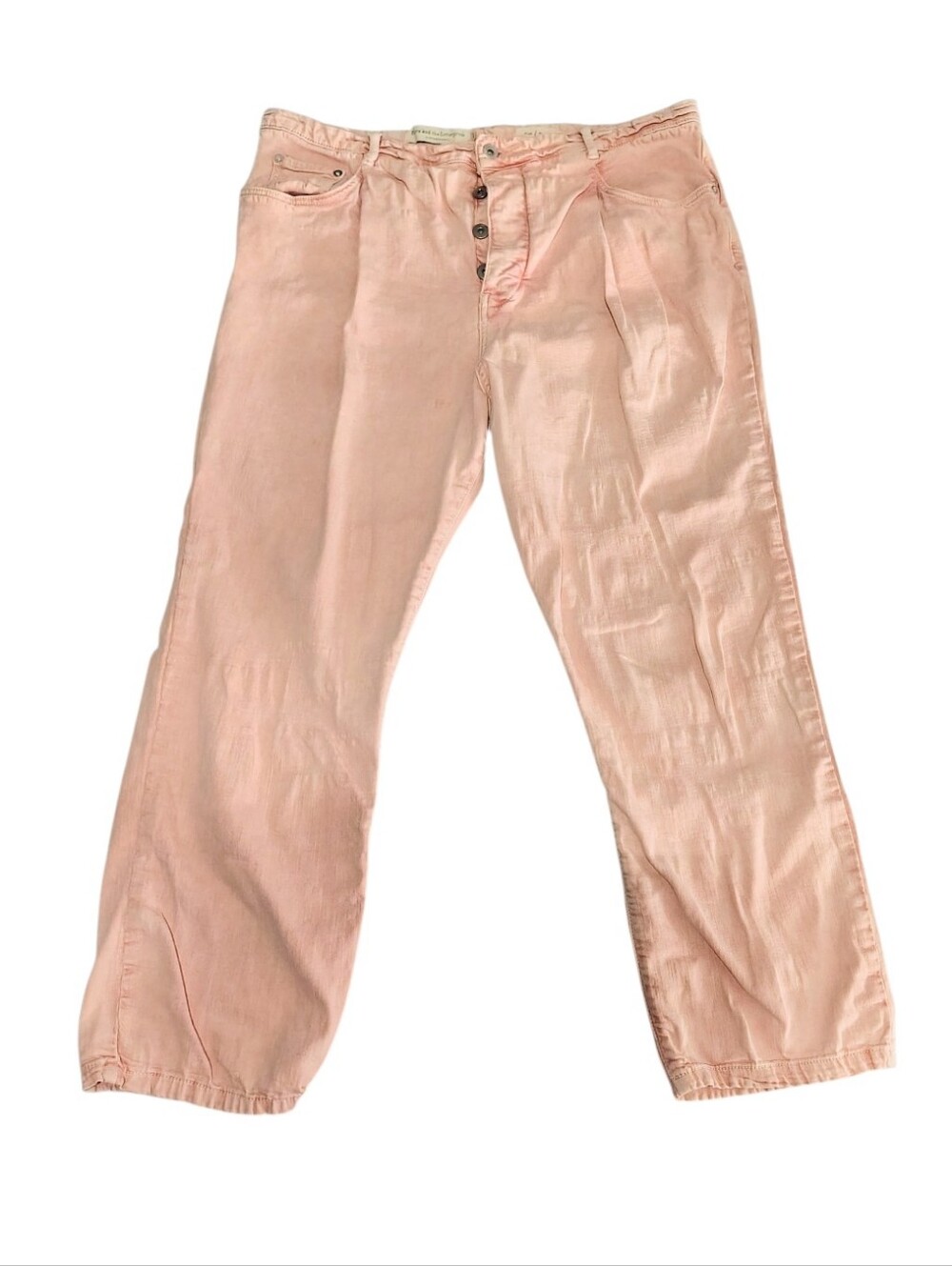 Pilcro and The Letterpress Blush Pink Wide Leg Ruffled Texture Jeans Size 32